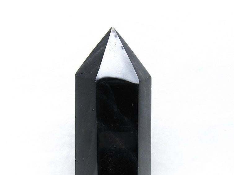 黒水晶 六角柱 モリオン ポイント 置物 一点物 台座付属 152-4334