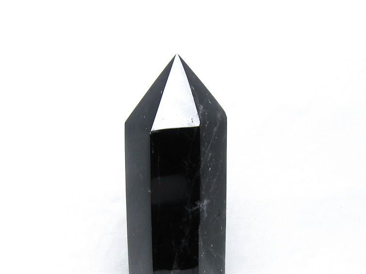 黒水晶 六角柱 モリオン ポイント 置物 一点物 台座付属 152-4336
