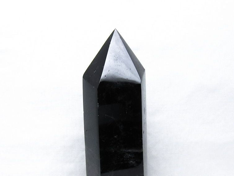 1Kg 黒水晶 六角柱 モリオン ポイント 置物 一点物 台座付属 152-4340