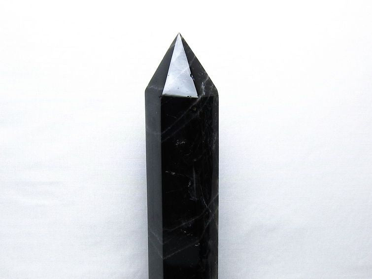1.8Kg 黒水晶 六角柱 モリオン ポイント 置物 一点物 台座付属 152-4351