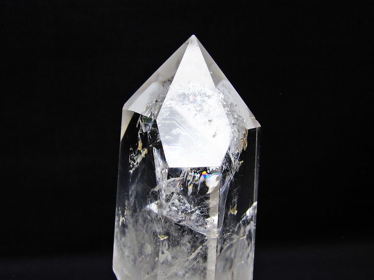 水晶 六角柱 虹入り 水晶 ポイント 台座付属 置物 原石 一点物 152-4491