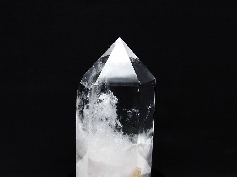 水晶 六角柱 水晶 ポイント 原石 置物 台座付属 一点物 152-4612