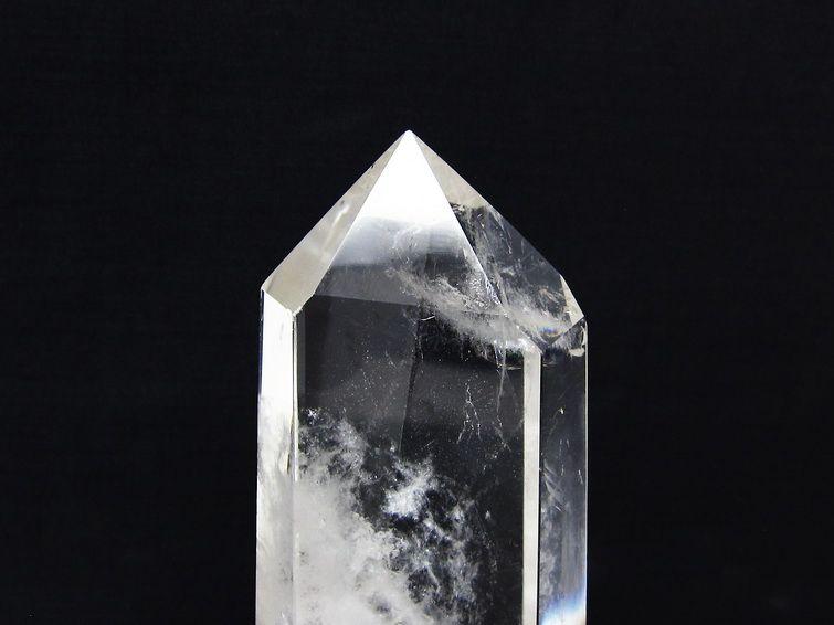 水晶 六角柱 水晶 ポイント 原石 置物 台座付属 一点物 152-4635