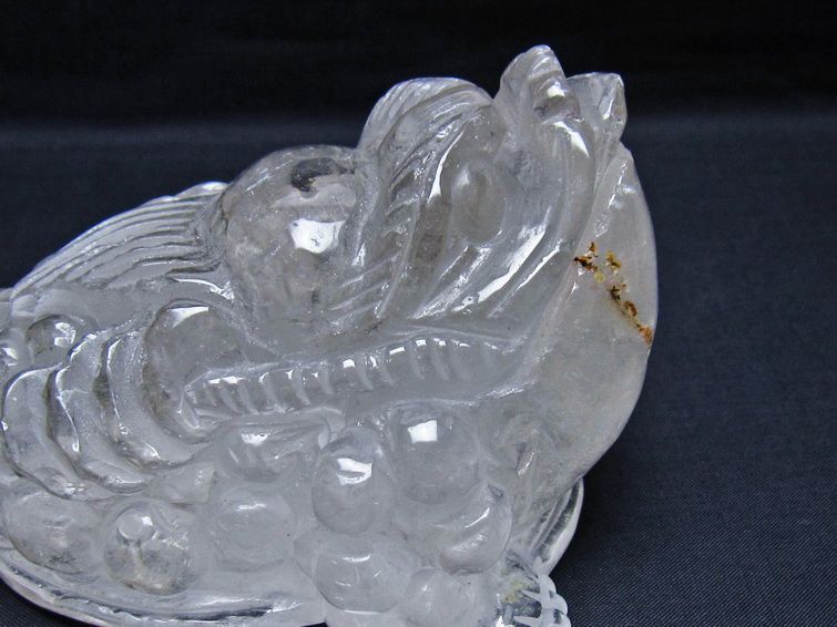 水晶 手彫り-卓上置物-キンセン-金蟾 一点物 154-110