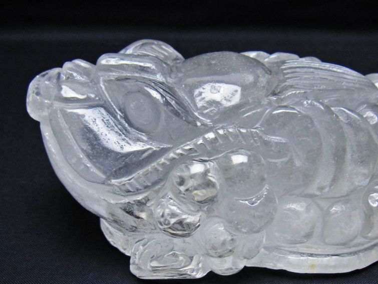 水晶 手彫り-卓上置物-キンセン-金蟾 一点物 154-111