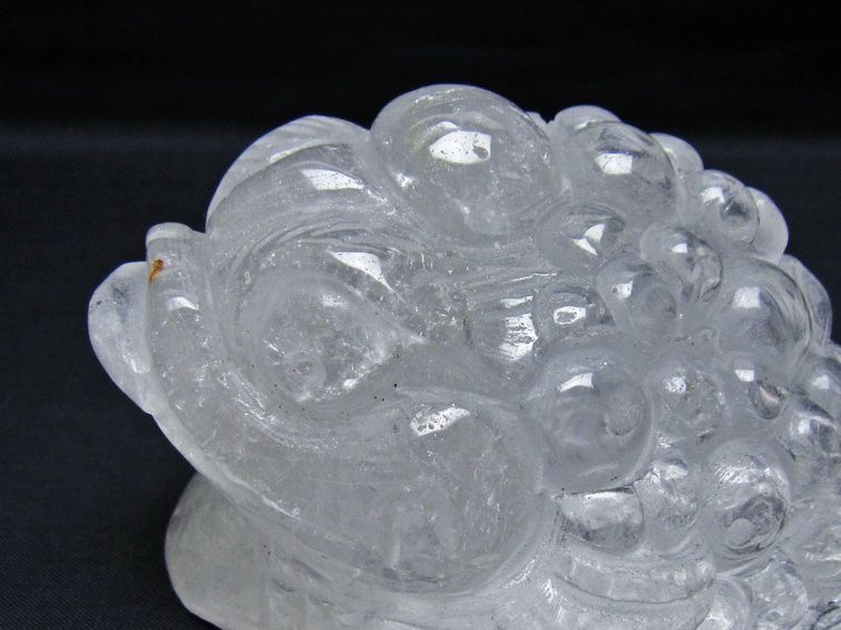水晶 手彫り-卓上置物-キンセン-金蟾 一点物 154-112