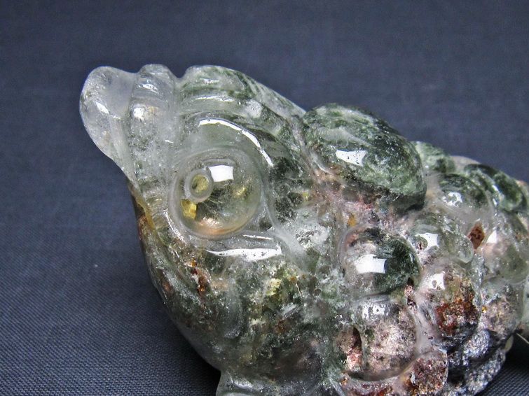 水晶 手彫り-卓上置物-キンセン-金蟾 ガーデンクォーツ 一点物 154-119