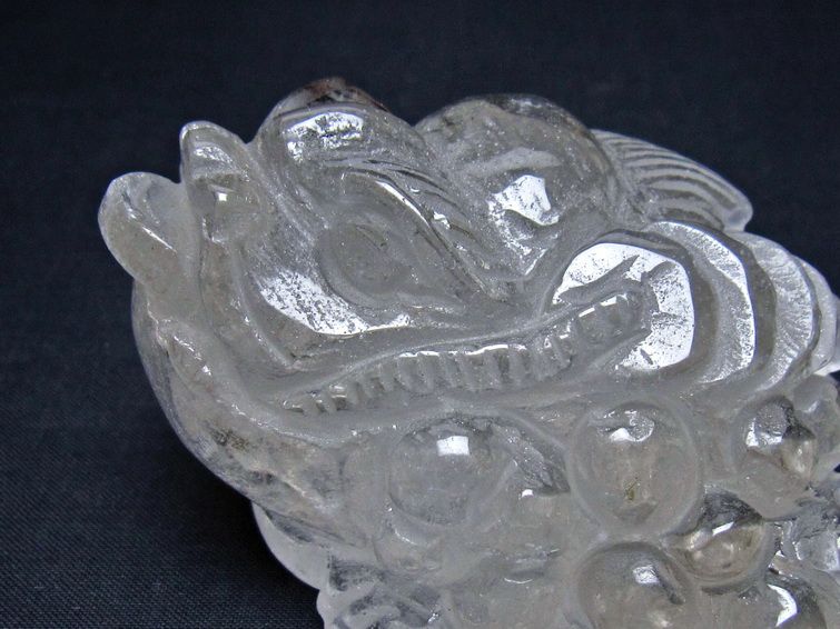 水晶 手彫り-卓上置物-キンセン-金蟾 ガーデンクォーツ 一点物 154-122