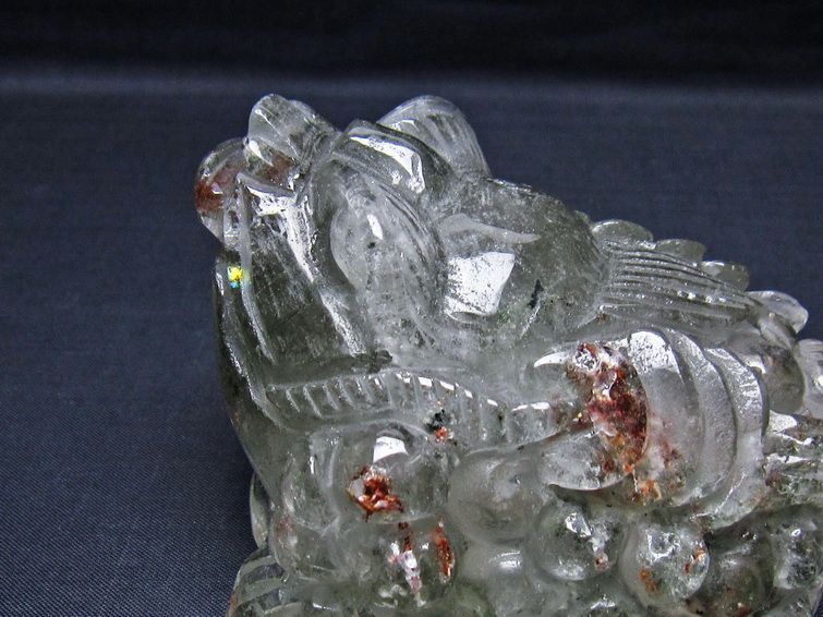 水晶 手彫り-卓上置物-キンセン-金蟾 ガーデンクォーツ 一点物 154-134