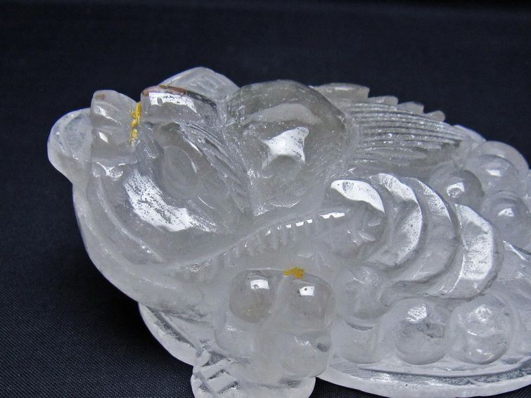 水晶 手彫り-卓上置物-キンセン-金蟾 ガーデンクォーツ 一点物 154-62