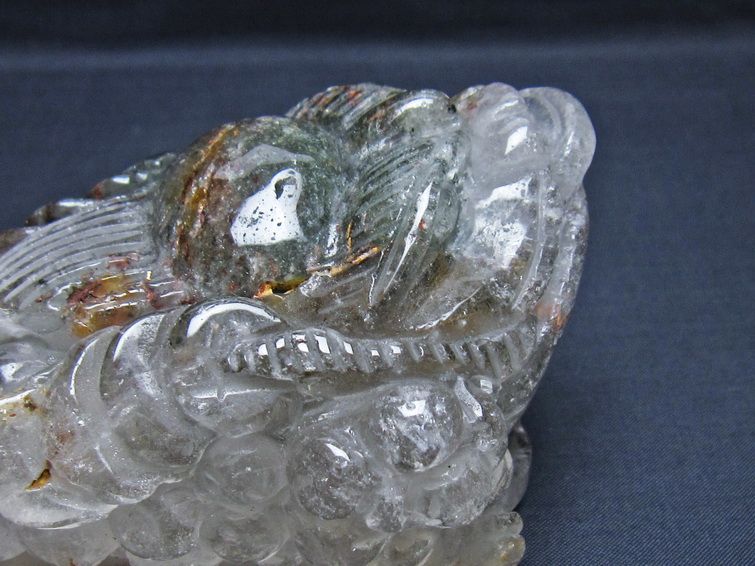 水晶 手彫り-卓上置物-キンセン-金蟾 ガーデンクォーツ 一点物 154-66