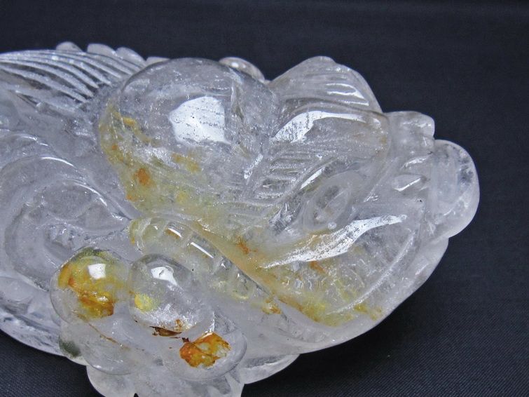 水晶 手彫り-卓上置物-キンセン-金蟾 一点物 154-70