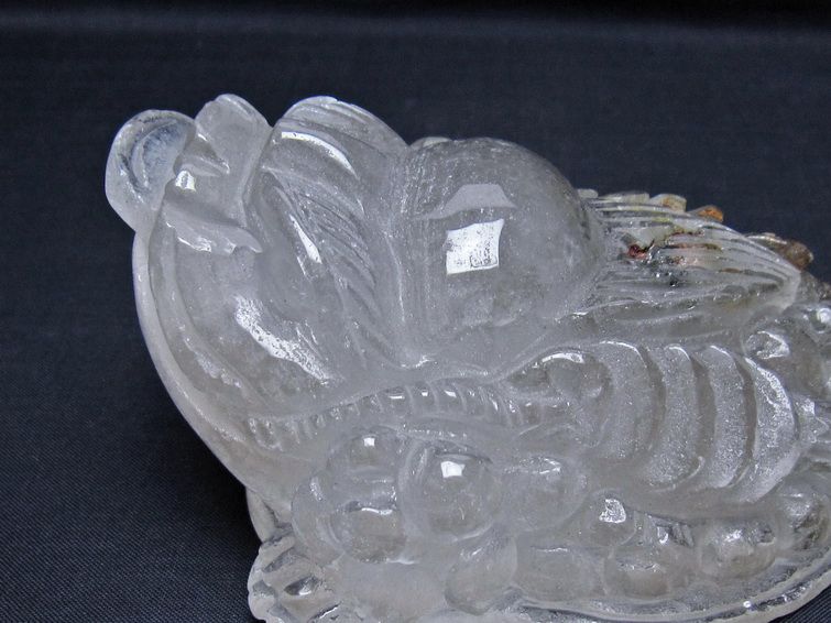 水晶 手彫り-卓上置物-キンセン-金蟾 ガーデンクォーツ 一点物 154-72