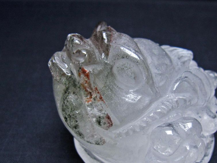 水晶 手彫り-卓上置物-キンセン-金蟾 ガーデンクォーツ 一点物 154-97