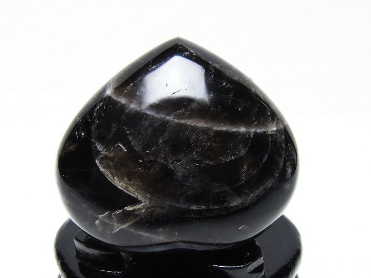 モリオン 置物 黒水晶 ハート 台座付属 一点物 155-1000