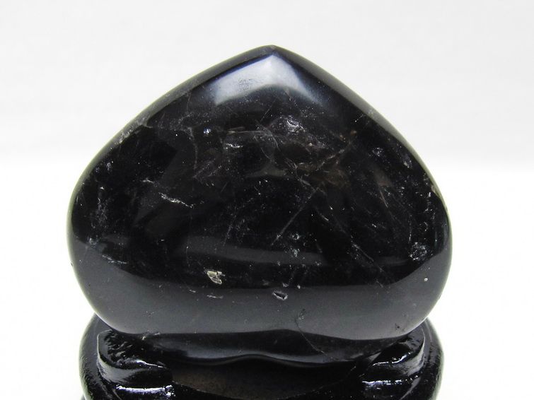 モリオン 置物 黒水晶 ハート 台座付属 一点物 155-1013