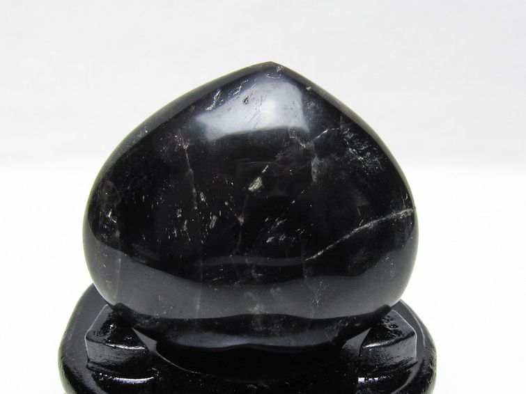 モリオン 置物 黒水晶 ハート 台座付属 一点物 155-1014