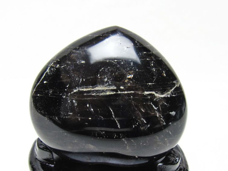 モリオン 置物 黒水晶 ハート 台座付属 一点物 155-1018