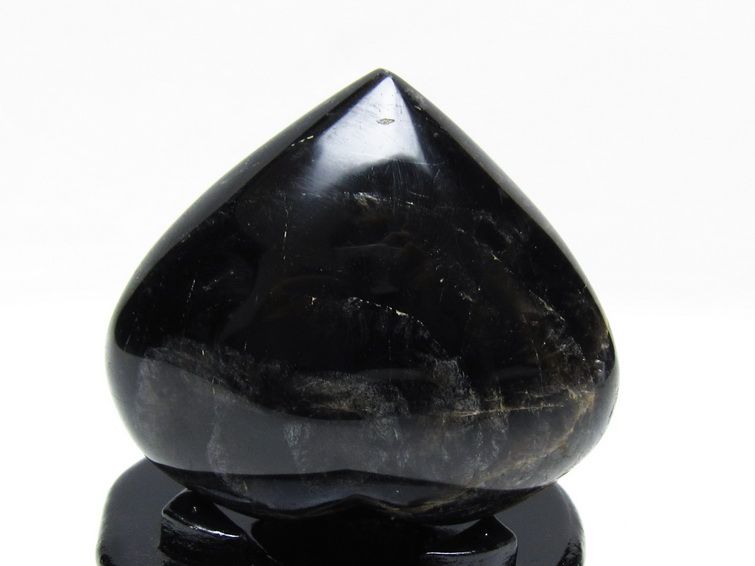 モリオン 置物 黒水晶 ハート 台座付属 一点物 155-1026