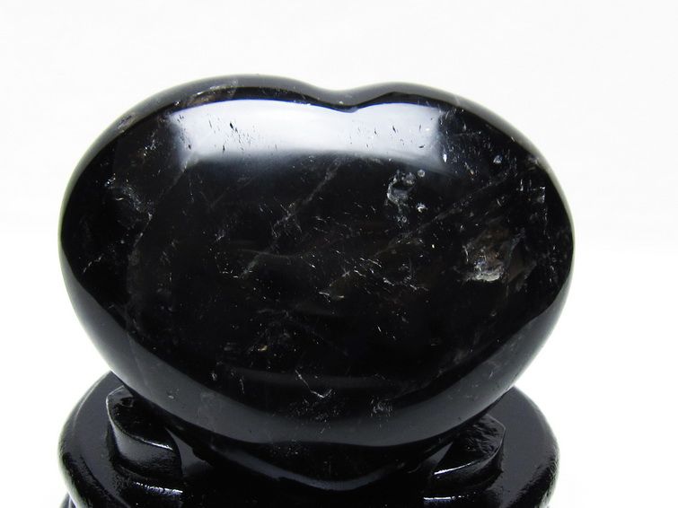モリオン 置物 黒水晶 ハート 台座付属 一点物 155-1027