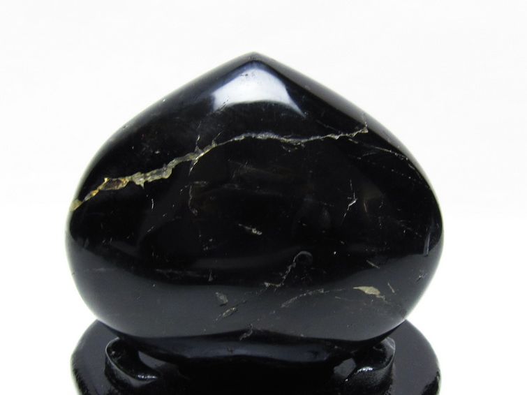モリオン 置物 黒水晶 ハート 台座付属 一点物 155-1029