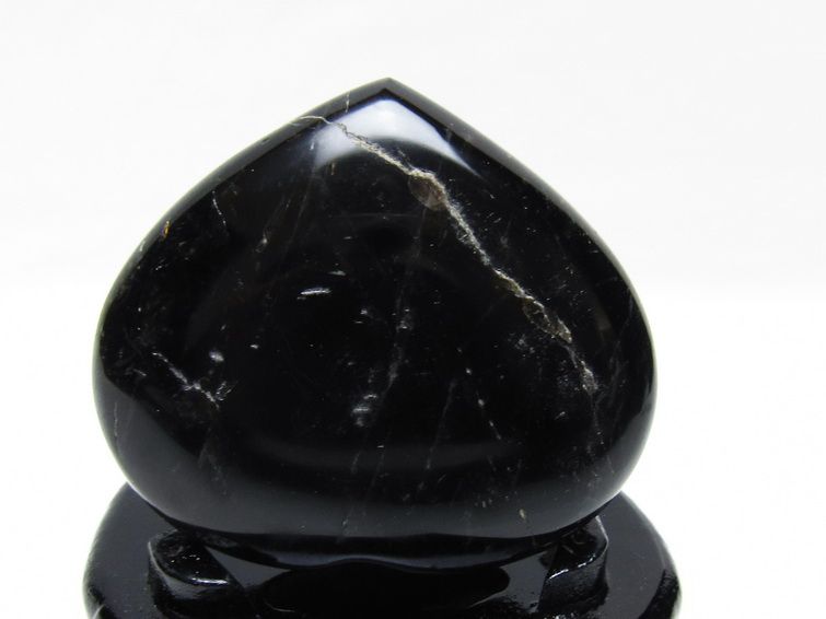 モリオン 置物 黒水晶 ハート 台座付属 一点物 155-1035