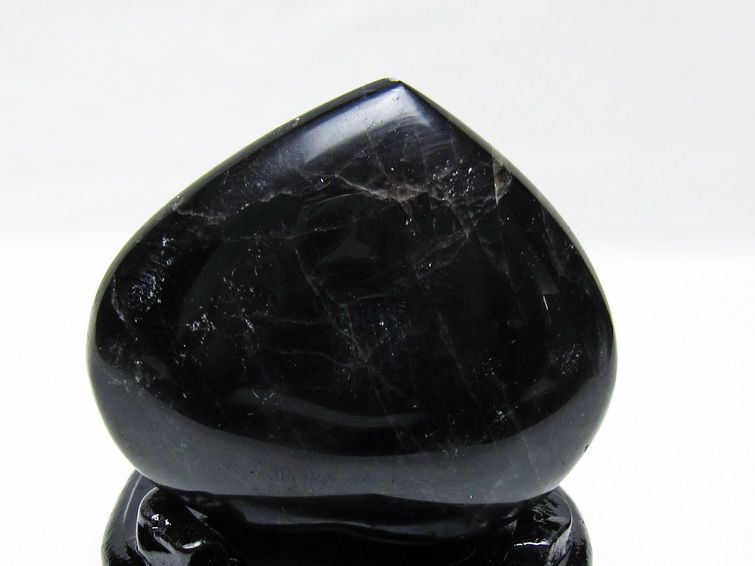 モリオン 置物 黒水晶 ハート 台座付属 一点物 155-1036