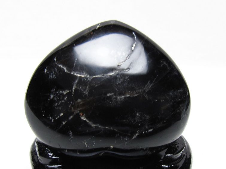 モリオン 置物 黒水晶 ハート 台座付属 一点物 155-1041