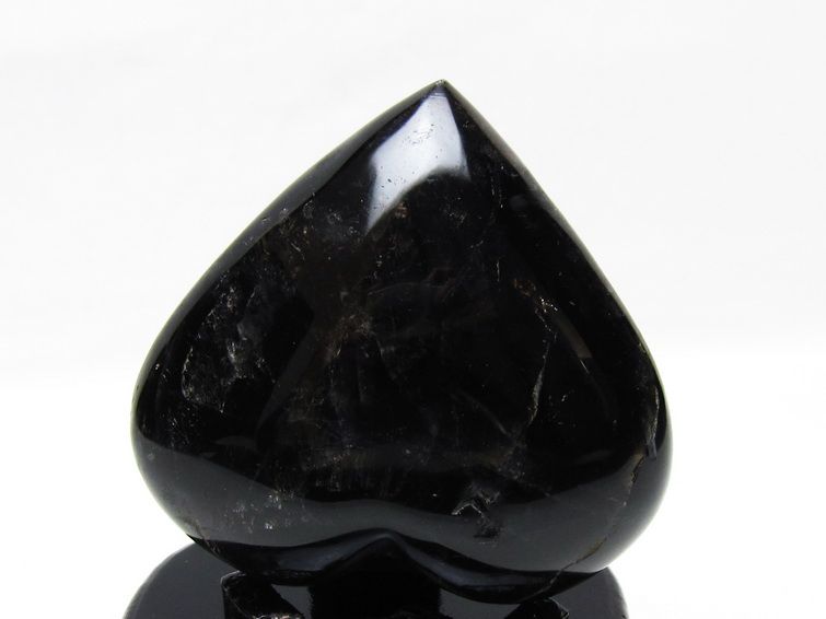 モリオン 置物 黒水晶 ハート 台座付属 一点物 155-1044