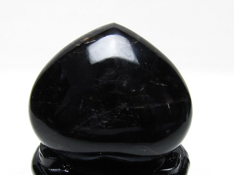 モリオン 置物 黒水晶 ハート 台座付属 一点物 155-1045