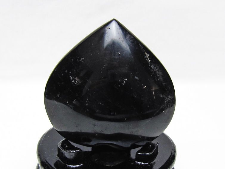 モリオン 置物 黒水晶 ハート 台座付属 一点物 155-1048