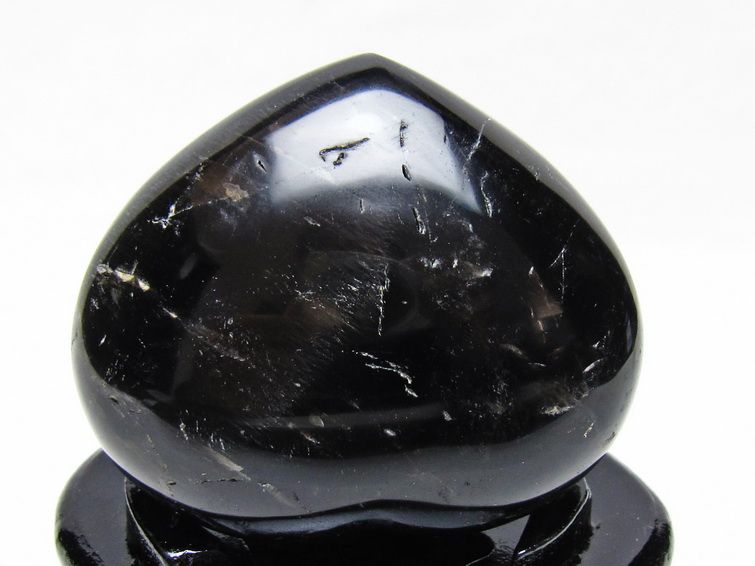 モリオン 置物 黒水晶 ハート 台座付属 一点物 155-1052