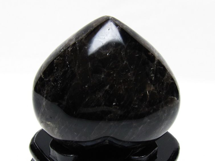 モリオン 置物 黒水晶 ハート 台座付属 一点物 155-1063