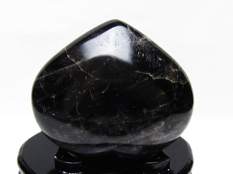 モリオン 置物 黒水晶 ハート 台座付属 一点物 155-1069