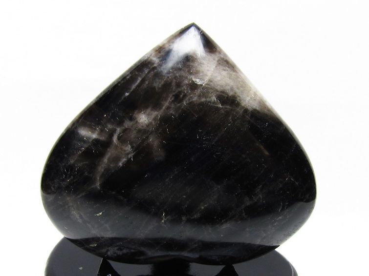 モリオン 置物 黒水晶 ハート 台座付属 一点物 155-1071