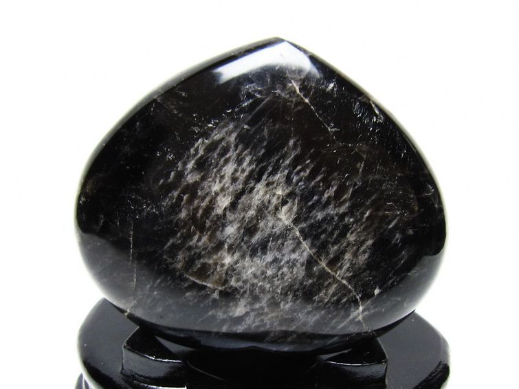 モリオン 置物 黒水晶 ハート 台座付属 一点物 155-1084