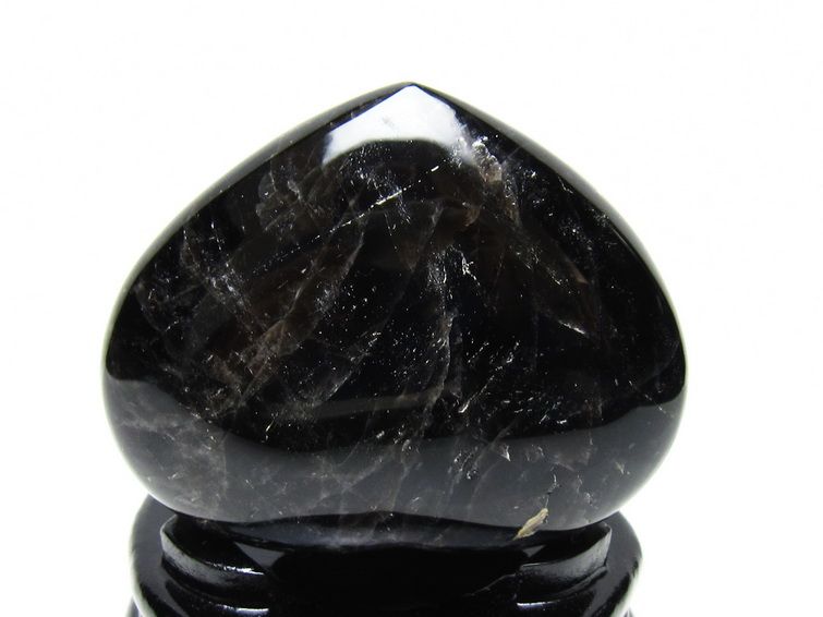 モリオン 置物 黒水晶 ハート 台座付属 一点物 155-1089