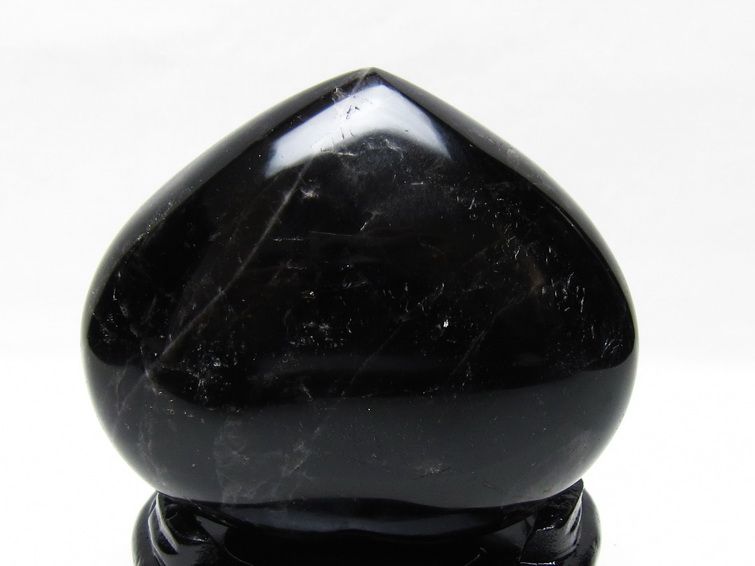 モリオン 置物 黒水晶 ハート 台座付属 一点物 155-1093
