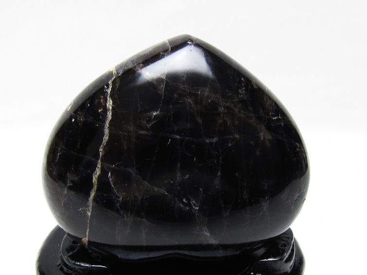 モリオン 置物 黒水晶 ハート 一点物 台座付属 155-968