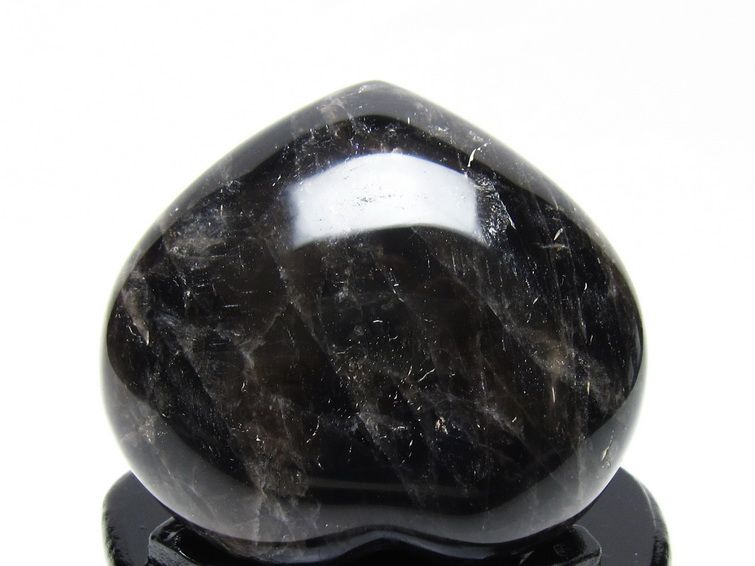 モリオン 置物 黒水晶 ハート 一点物 台座付属 155-974