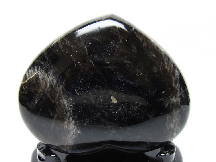 モリオン 置物 黒水晶 ハート 一点物 台座付属 155-981
