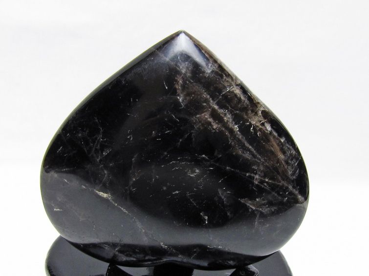 モリオン 置物 黒水晶 ハート 一点物 台座付属 155-983