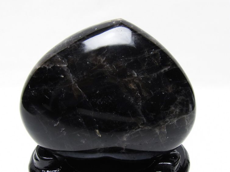モリオン 置物 黒水晶 ハート 一点物 台座付属 155-986