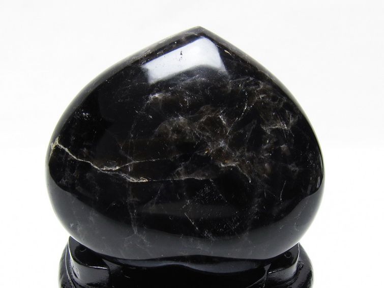 モリオン 置物 黒水晶 ハート 一点物 台座付属 155-987