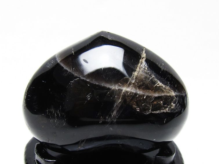 モリオン 置物 黒水晶 ハート 一点物 台座付属 155-989
