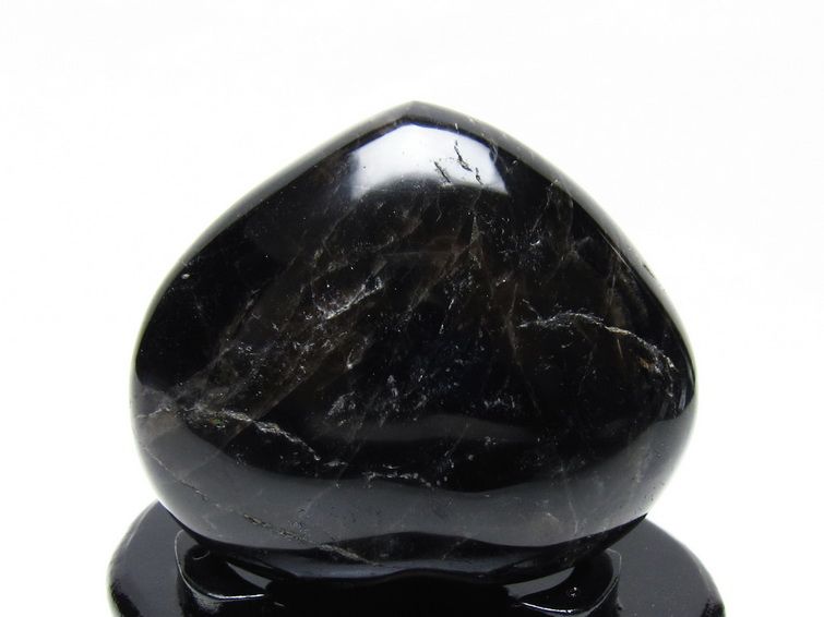 モリオン 置物 黒水晶 ハート 一点物 台座付属 155-993
