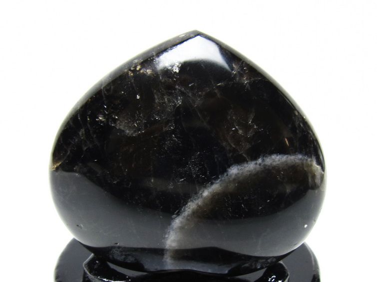 モリオン 置物 黒水晶 ハート 一点物 台座付属 155-994