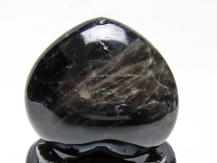 モリオン 置物 黒水晶 ハート 一点物 台座付属 155-995