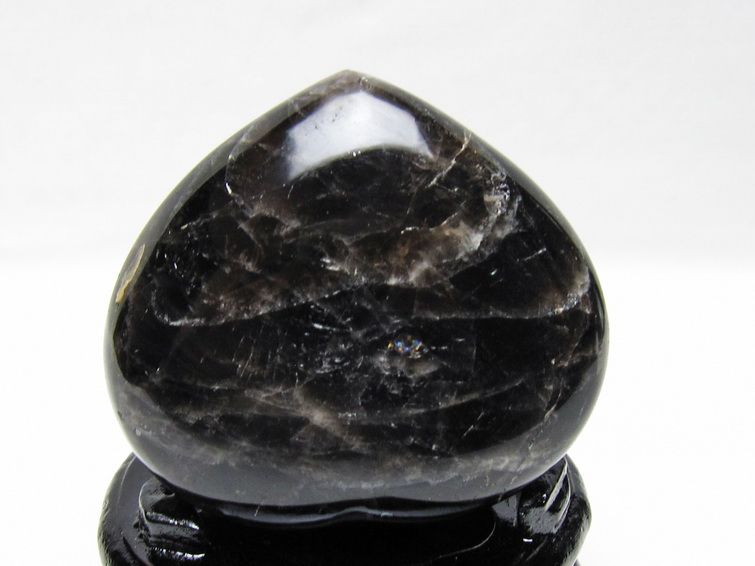 モリオン 置物 黒水晶 ハート 一点物 台座付属 155-996