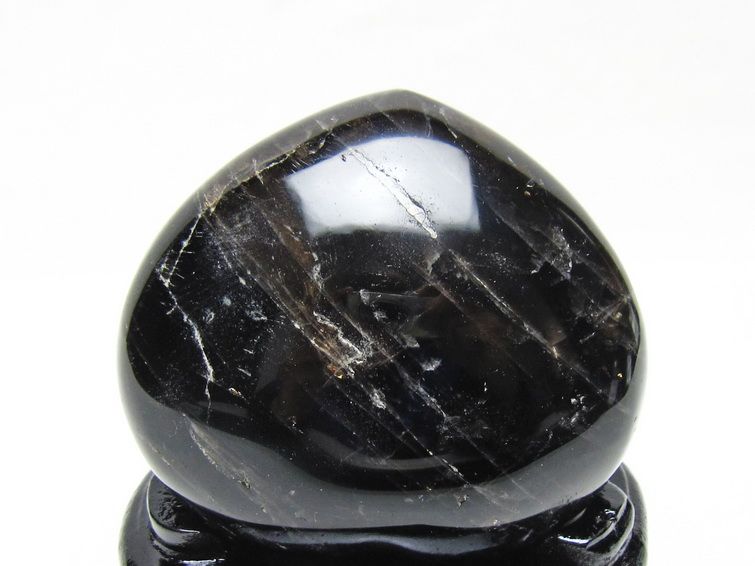 モリオン 置物 黒水晶 ハート 一点物 台座付属 155-997